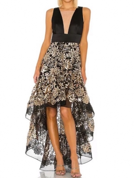 Bronx and Banco Dresses & Skirts - Louise Gown in Black, Gold & Silver
